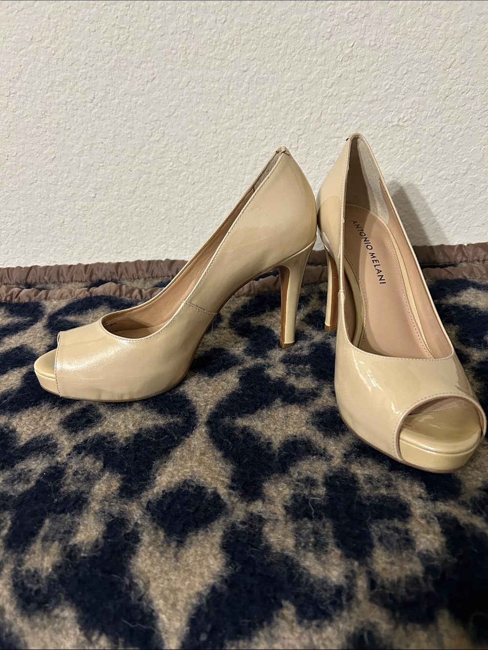 ANTONIO MELANI Nude Patent Peep-Toe High Heels